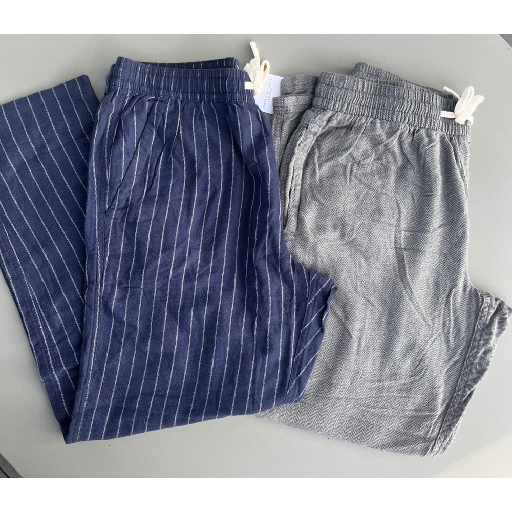 American Eagle‎ AE Lounge Pants Bundle Navy Pinstripe Grey Herringbone